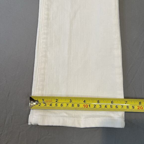 ANN MASHBURN Straight Cropped Jean Cream Stretch Denim Size 25 Inseam 25.5" - Picture 7 of 11